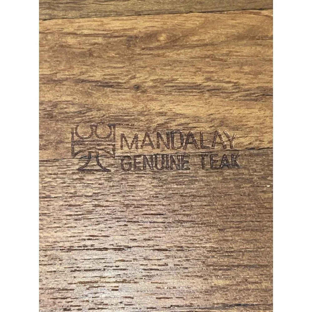 Vintage Mandalay Genuine‎ Teak Serving Tray With Glass Inserts - Picture 9 of 14